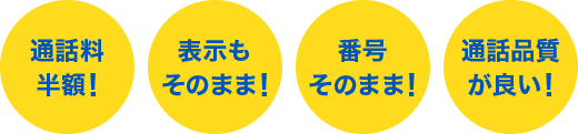 通話料半額！表示もそのまま！番号そのまま！通話品質が良い！